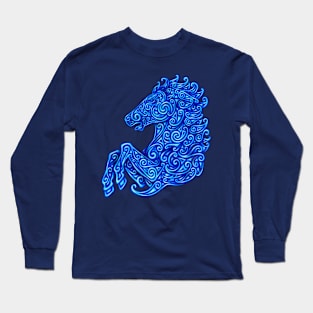 Blue Celtic Horse Long Sleeve T-Shirt